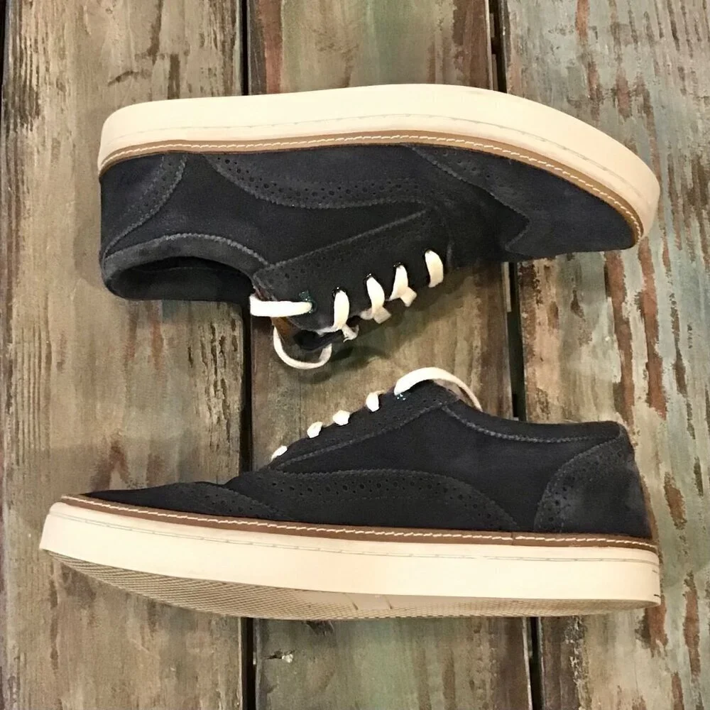 Ted Baker Size 8 Hapra 3 Men’s Suede Shoes Navy Wingtip Sneakers